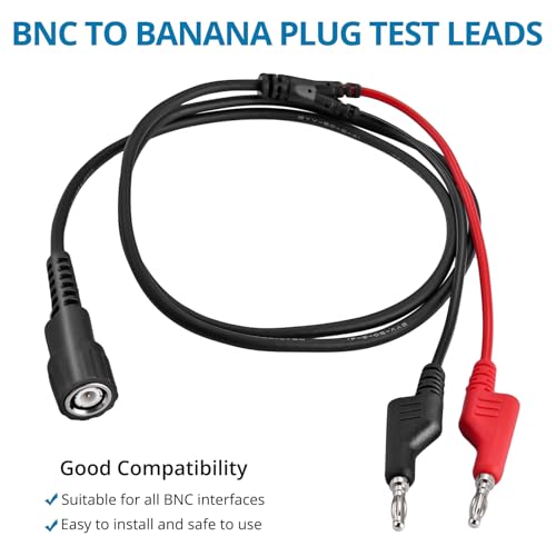 Image of AUTOUTLET BNC to Banana Plug Adapter Test Lead, Heavy Duty Oscilloscope Cable with Stackable 4mm Banana Plugs, 5A 500V, for Signal Generators & Auto Measurement Work
