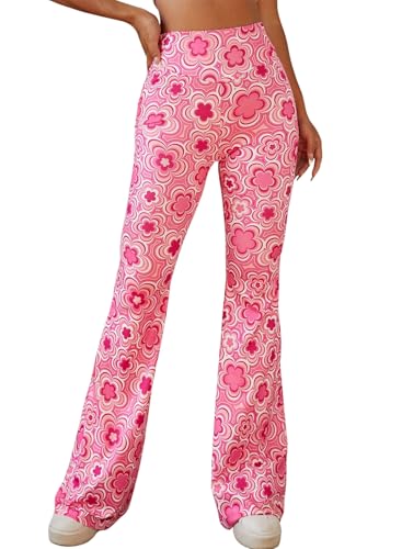 Pantalons Fluide Évasés des Années 70 Femme - Taille Haute Elastique Yoga Leggings Sport Vetement Ete Pantalon Large Disco Pilates Chic Et Elegant Hippie Deguisement...