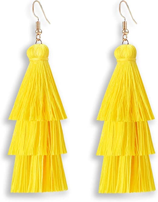 See full amazon price history chart for FASTSIDE Colorful Tassel Earrings 3 Tier Layered, Eardrop Big Dangle Drop Fashion Jewelry Earrings for Women, Girls, (Yellow) FASTSIDE Colorful Tassel Earrings 3 Tier Layered, Eardrop Big Dangle Drop Fashion Jewelry Earrings for Women, Girls, (Yellow) (B0B54JG6VW) Amazon Price History, Amazon Price Tracker