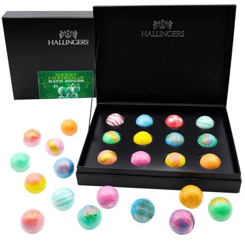 Hallingers Merry Christmas - Bath Bombs - Green - Juego de 12 bombas de baño para Navidad como regalo de Navidad (juego) - Ideas de regalo de Navidad y regalos Calendario de Adviento |