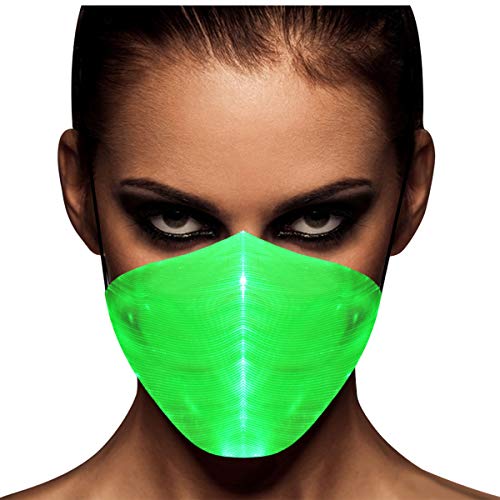 ZOY LED face Mask for Men Women led Rave Mask Music Party Christmas Halloween Light Up Mask 7 Colors Luminous Ligh White
