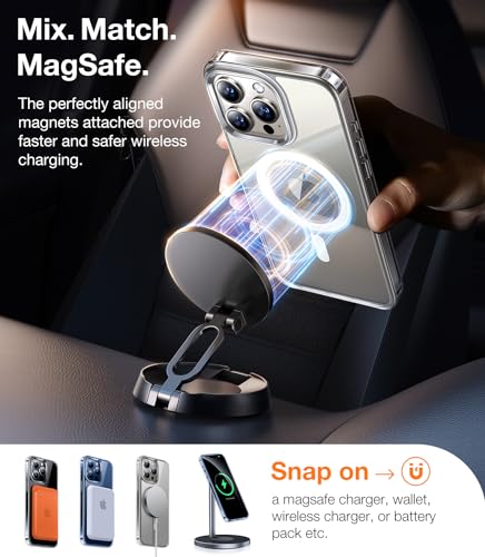 Image of TORRAS Magnetic Shockproof for iPhone 15 Pro Case, [Military-Grade Drop Tested][Compatible with MagSafe] Clear Hard PC Back with Silicone Slim Protective Cover Anti-Fingerprint, Clear