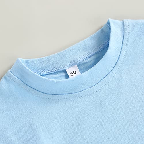 Gueuusu Unisex Baby Boy Girl T Shirt Romper Solid Color Short Sleeve Bubble Romper Oversized Crewneck One Piece Bodysuit Top4