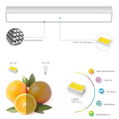 Image of 32-Inch LED Modern Bathroom Vanity Light Fixtures, Chrome Modern Acrylic Bathroom Wall Lighting Fixtures Over Mirror (Cool White 6000K)