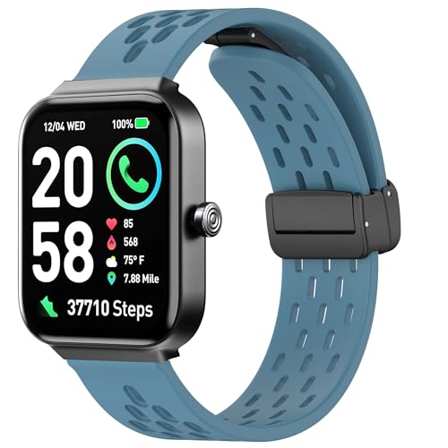 Lamshaw 19mm Silicone Sport Band with Magnetic Replacemet Straps Compatible for Fitpolo IDW15 1.8