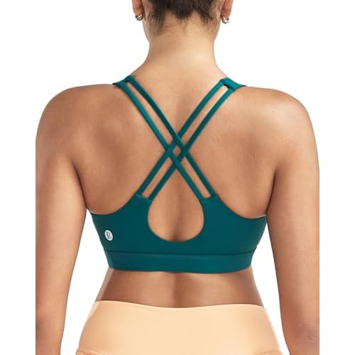 RUNNING GIRL Sports Bras for Women High Support, Molded Cup High Impact Sports Bras with Sewn in Pads Workout Yoga Bra C-green Medium