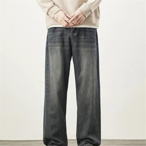 Men's Thick Jeans Fall Winter Loose Fit Wide Leg Straight Denim Pants Korean Casual Style3