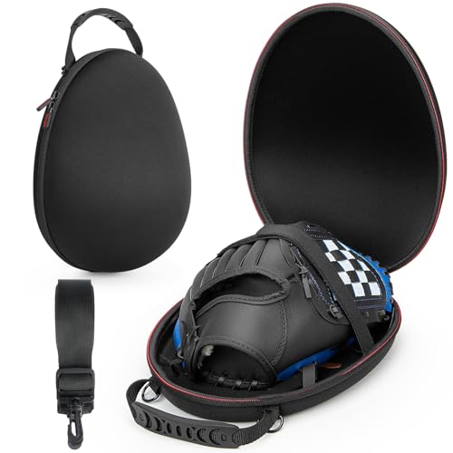 Baseball Glove Case Bag for 9.5-12 Inch Toddler Gloves Adult Softball Gloves Protector Cases Hardshell Baseballs Glove Holder Storage Carrier Box with Adjustable Shoulder Strap - Black