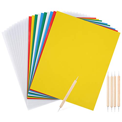 Caydo 10 Pieces Transfer Paper and 10 Pieces Tracing Paper with Embossing Stylus, Carbon Transfer Paper 11 x 9 Inch, Transfer Pattern on Cross Stitch Cloth, Canvas, Wood for Home Sewing Paint Kit