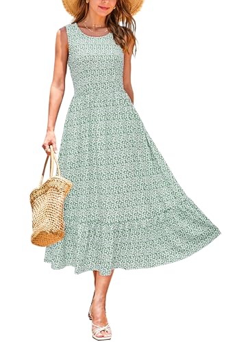 Image of STYLEWORD Womens Summer Casual Short Sleeve Flowy Midi Beach Dress