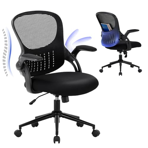 COLAMY Office Chair with Padded 90° Flip-up Armrest, Lumbar Support, Height Adjustable Ergonomic...