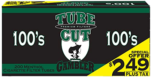 Gambler TubeCut Menthol 100mm Pre-Priced RYO Cigarette Tubes 200ct Box (5 Boxes)
