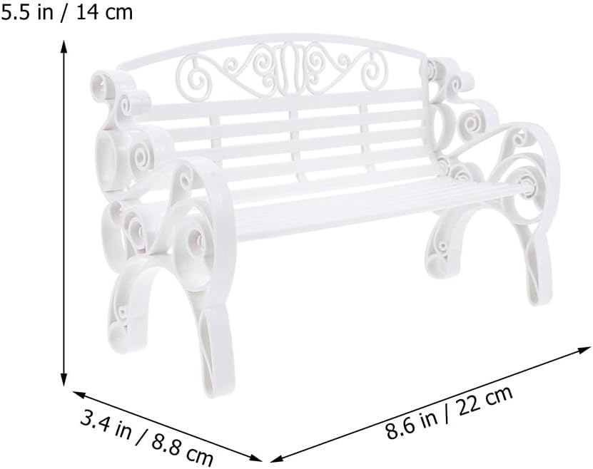 jojofuny 2Pcs Miniature Park Bench Models for Dollhouse 8.66 Inch White Decorative Mini Benches with Arms Realistic Small Bench Ornaments for Doll Home Decor Accessories image 3