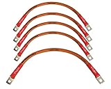 EZ GO MED Golf Cart Battery Cable 5 Piece Kit 4-AWG (4) 9'+(1) 12' 4 Gauge Battery Interconnect Link Cable 100% OFC Copper with 5/16' Hole Ring Terminal Ends and Heat-Shrink. Made in USA