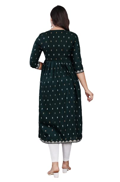 SAKSHIFABTEX Women Printed Viscose Rayon Frontslit Kurta - Image 3