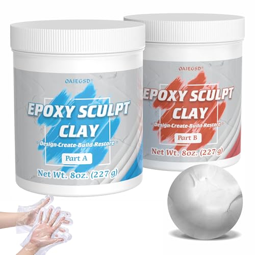 1 Pound White Epoxy Putty Sculpt Clay 2 Part (A & B) Modeling Compound for Sculpting Modeling Building Repairing Self-Hardening Epoxy Clay Easily Repairs Metal Wood Tile Ceramics Plastic