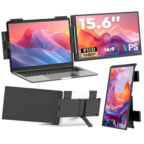 Extensor de tela portátil, 15,6' FHD 1080P Dual Monitor, Extensor de monitor portátil para laptops de 14 '-16', Segunda tela com porta USB-C/HDMI, Plug n Play para Windows