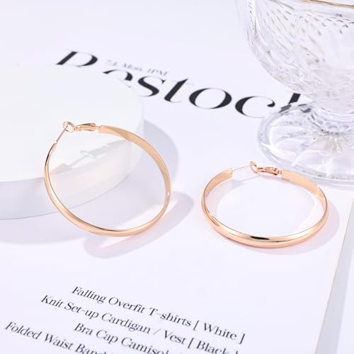 Image of Gacimy Gold Hoop Earrings for Women with 925 Sterling Silver Post | Hypoallergenic Lightweight Thick Hoops Earrings for Women Trendy Jewelry Gift