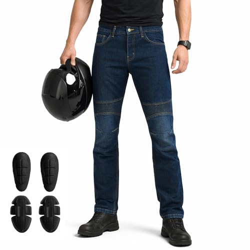 Vaster Moto Pantalones Vaqueros de Moto para Hombre con protección de Armadura de Kevlar, aprobados por la CE EN 17092-3:2020 (FR/ES, Letras, 5XL, Regular, Regular, Entrepierna 86 cm)