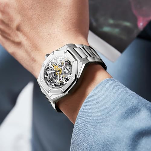 Image of OLEVS Automatic Mens Watch Self Winding Stainless Steel Gold Watch for Men