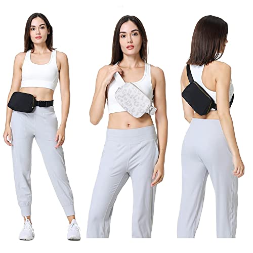 Image of VOROLO Fanny Pack For Women And Men Off White+Leopard White