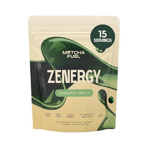 Matcha Fuel SuperLatte (Vanilla) - Mushroom & Adaptogenic Latte Powder - Lions Mane Reishi Cordyceps & KSM-66 Ashwagandha - Superfood for Energy Focus & Immunity - Vegan - 15 Servings - 300g