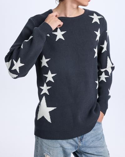 Men's Oversized Sweater Star Graphic Casual Chunky Knitted Unisex Crewneck Long Sleeve Jumper Pullover2
