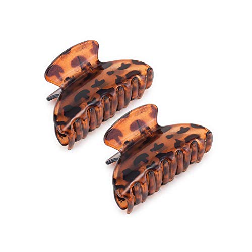 Chennie 2PCS Hair Claw Banana Clips tortoise Barrettes French Design Barrettes celluloid Leopard print Fashion Hair Accessories for Women Girls (Leopard1)