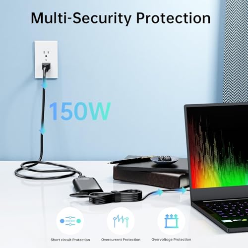 Image of WeFly 150W 7.7A Laptop Adapter Charger for HP Zbook 15 16 17 15u 15v G3 G4 G5 G6 G7 G8 G9 ZBook Studio G3 G4 G5 G6 G7 G8 OMEN by 15 17 Pavilion Gaming 15 17 TPN-CA11 TPN-DA09 Laptop Adapter