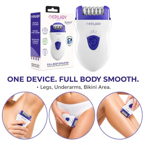 Image of Epilady Speed Corded Epilator - Hair Removal Epilator for Women and Men, Hair Remover for Arms, Legs, Underarms, Bikini Area, and Face, Two Speeds, White /Red