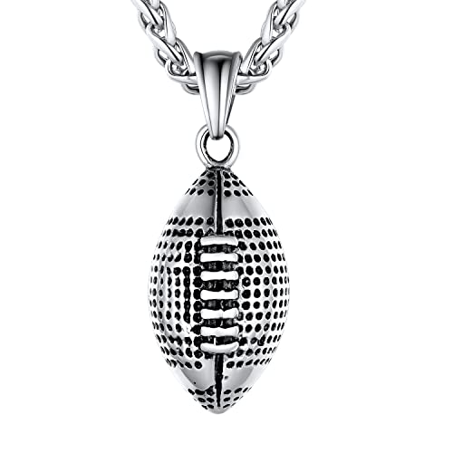 U7 Soccer Necklace for Men Football Baseball Basketball Stainless Steel Chain in Gold Silver Black Color, Shoes Pendant Necklaces for Gym Sport Player