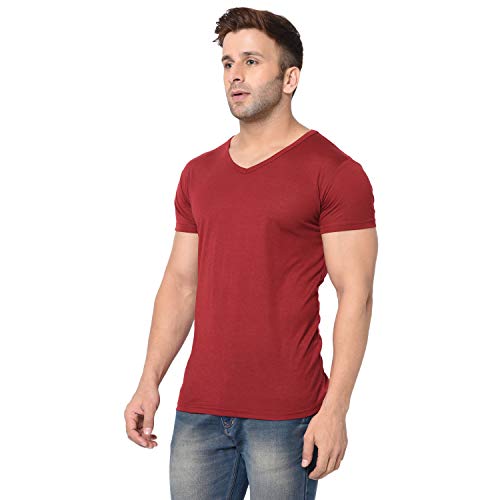 Image of Men's Cotton Blend Half Sleeve V Neck Tshirt