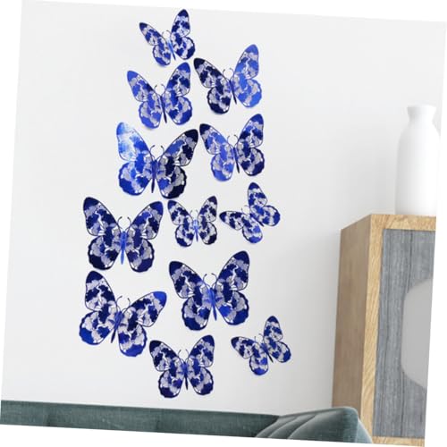 24 adhesivos de pared mariposa 3D removibles azul miniatura 4