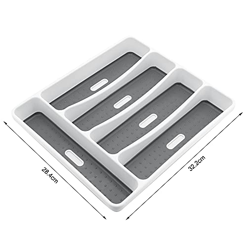 Beowanzk Besteckkasten für Schubladen Ordnungssystem, Besteck Organizer Antirutschmatte Besteckbox,Kompakter Küchen Cutlery Tray 40*30,Besteckkiste Aufbewahrung Platzsparend Besteckeinsatz Weiß - Image 3