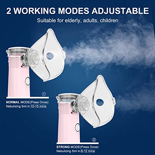 Portable Nebulizer, Handheld Nebulizers For Travel And Household Use, Quiet Nebulizer Machine For Adults & Kids, Cool Steam Inhaler For Breathing Problems, Pink #TOP5