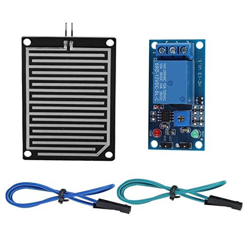 Kuuleyn Rain Water Sensor Module, Raindrops Sensor, 12V Rain Detection Sensor with Relay Control Module and 20cm Cable