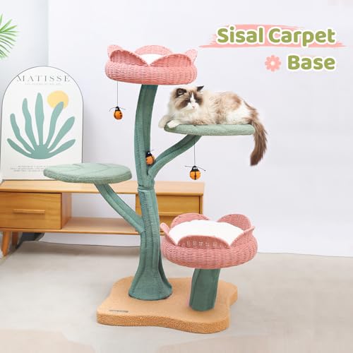 Árbol para Gatos Grande con Diseño de Tulipán Fleece 47.8 pulgadas miniatura 2