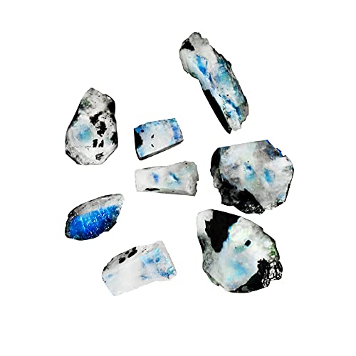 Gempires Natural Rainbow Moonstone Raw Gemstone for Jewelry, 15 to 25 mm Rough Moonstone Loose Chips