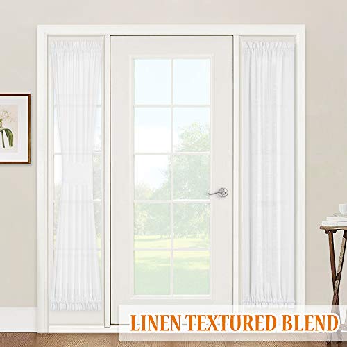 Window Treatments for French Doors - Linen Texture Semi Sheer Privacy Sidelight Panels