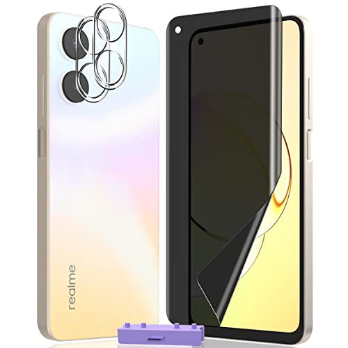 AnnhanT Protector Pantalla para Realme 10 4G, Anti-espía TPU Película protectora 1 Piezas y Protector de Lente de cámara 2 Piezas - [Anti -Espía/Antiarañazos] para Realme 10 4G
