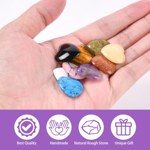 OSDUE 9pcs Healing Crystal for Beginners, Natural Healing Crystal Gifts, Polished Thumb Stone for Anxiety Relief, Natural Gemstones,Raw Stones, Love Palm Stones Reiki Chakra Crystals Valentines Gifts - Image 5
