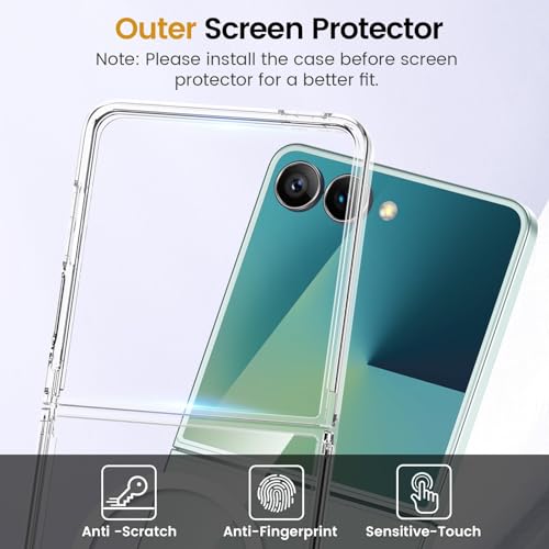 VEGO for Z Flip 7 Case with Privacy Screen Protector(Not for 7FE) [Anti-Yellow][Anti-Scratches] [Wear-Resistant] Slim Fit Shockproof Transparent TPU Case for Samsung Galaxy Flip 7 5G- Full Clear by VEGO - Image 4
