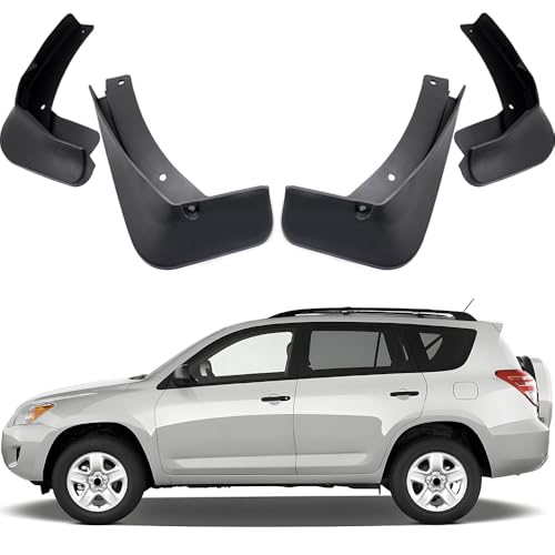 Image of Mud Flaps Splash Guard Compatible with Toyota RAV4 Base 2007-2012 | Models without Fender Flares, Front Rear Mud Guards Set of 4, Black