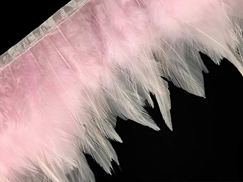 1 Yard - Light Pink Rooster Neck Hackle Saddle Feather Wholesale Trim Diy Craft Wedding Dress | Moonlight Feather #TOP2