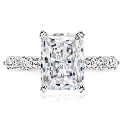 Michooyel S925 4ct Radiant Cut Cubic Zirconia Engagement Rings For Women Wedding Ring Promise Ring Sterling Silver Wedding Band