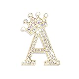 Gold Brooches and Pins for Women A-Z Letter Rhinestone Brooch Pins Gold Initial Crown Crystal Pin for Clothes Socks Backpacks Personalized Alphabet Jewelry Gift