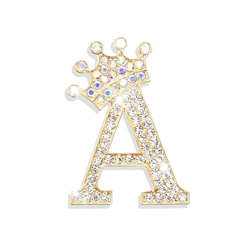 Image of Brooches and Pins for Women A-Z Letter Rhinestone Brooch Pin Jewelry Gifts
