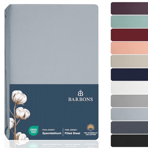 BARBONS Spannbettlaken 90x200cm - 100% Baumwolle Spannbetttuch Oe...