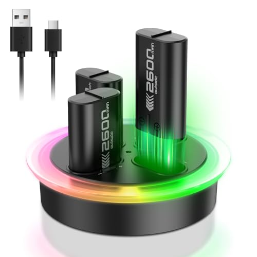 Image of ELUTENG Rechargeable Battery Pack Comaptible for Xbox One /Xbox Series X|S, 4 x 2600mAh Rechargeable Batteries for Xbox Controller LED Indicator Battery Charger Station Dock for Xbox One S /One X /Elite
