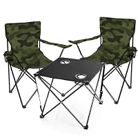 BigDean 2X Campingstuhl mit Campingtisch faltbar Camouflage Schwarz – Ansicht 5